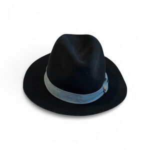 Maison Scotch & Soda Navy 100% Wool Fedora Hat with Denim Band NWT